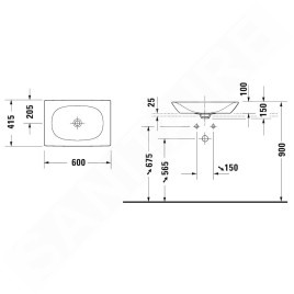 Duravit Viu - Vasque 600x415 mm, avec WonderGliss, blanc alpin 23586000001
