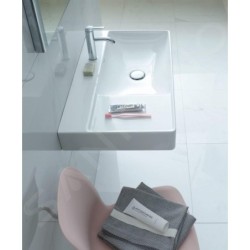 Duravit DuraSquare - Lavabo 800x470 mm, avec un trou pour robinet à droite, DuraCeram, blanc alpin 2349800041