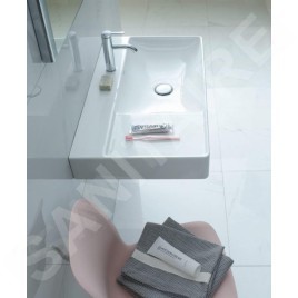 Duravit DuraSquare - Lavabo 800x470 mm, avec un trou pour robinet à droite, DuraCeram, avec WonderGliss, blanc alpin 23498000411