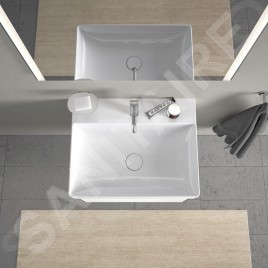 Duravit DuraSquare - Meuble-lavabo 600x470 mm, avec un trou pour robinet, DuraCeram, avec WonderGliss, blanc alpin 23536000711