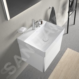 Duravit DuraSquare - Meuble-lavabo 600x470 mm, avec un trou pour robinet, DuraCeram, avec WonderGliss, blanc alpin 23536000711