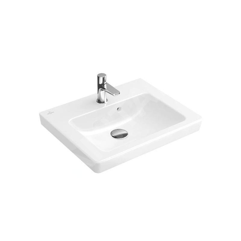 Villeroy & Boch Subway 2.0 - Meuble lave-mains 500x400 mm, avec trop-plein et trou pour robinetterie, blanc 7315F001