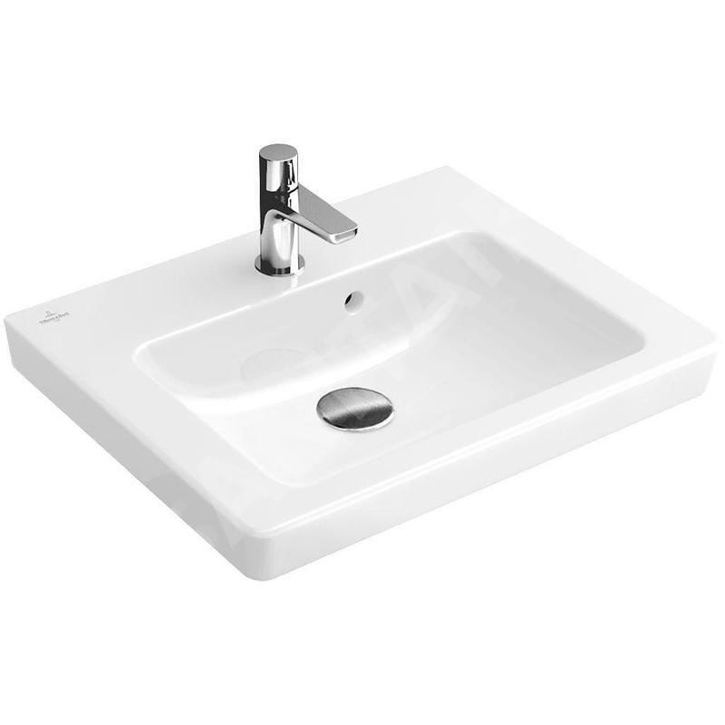 Villeroy & Boch Subway 2.0 - Meuble lave-mains 500x400 mm, avec trop-plein et trou pour la robinetterie, CeramicPlus, blanc