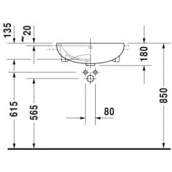 Duravit ME by Starck - Vasque semi-encastrée 550x455 mm, avec un trou pour robinetterie, blanc alpin 0378550000