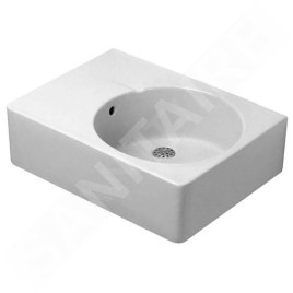 Duravit Scola - Lavabo universel avec trop-plein, 615 mm x 460 mm, blanc - lavabo sans trou, cuve à droite, avec WonderGliss