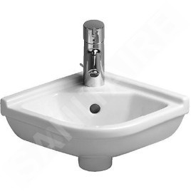 Duravit Starck 3 - Lave-mains d’angle 430x380 mm, avec un trou pour robinetterie, avec WonderGliss, blanc 07524400001