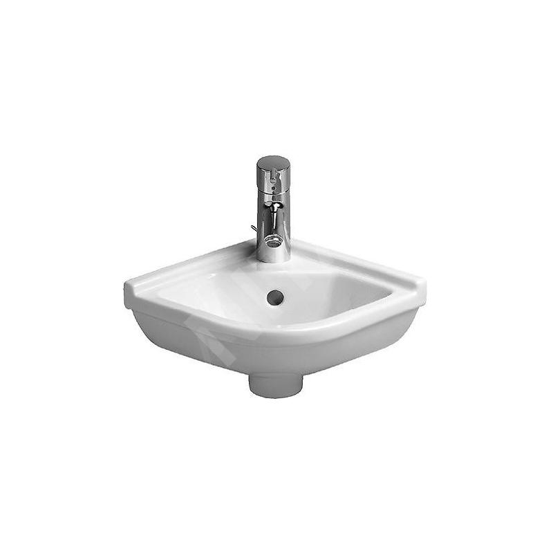 Duravit Starck 3 - Lave-mains d’angle 430x380 mm, avec un trou pour robinetterie, avec WonderGliss, blanc 07524400001