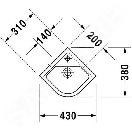 Duravit Starck 3 - Lave-mains d’angle 430x380 mm avec un trou pour robinetterie, blanc 0752440000