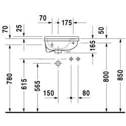 Duravit Starck 3 - Lave-mains 400x260 mm, avec un trou pour robinetterie à droite, avec WonderGliss, blanc 07514000001