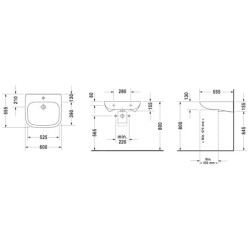 Duravit D-Code - Lavabo Med, 600x555 mm, avec 1 trou, blanc alpin 23136000002