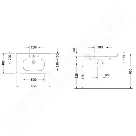 Duravit D-Code - Lavabo Med, 850x480 mm, avec 1 trou, blanc alpin 03528500002
