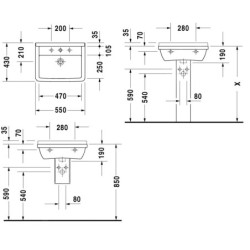 Duravit Starck 3 - Lavabo 550x430 mm, avec 1 trou, avec WonderGliss, blanc alpin 03005500001