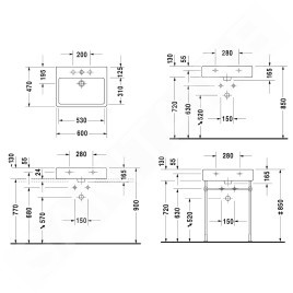 Duravit Vero - Meuble-lavabo 600x470 mm, avec un trou pour robinetterie, avec WonderGliss, blanc alpin 04546000271