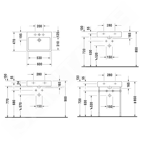 Duravit Vero - Meuble-lavabo 600x470 mm, avec un trou pour robinetterie, avec WonderGliss, blanc alpin 04546000271