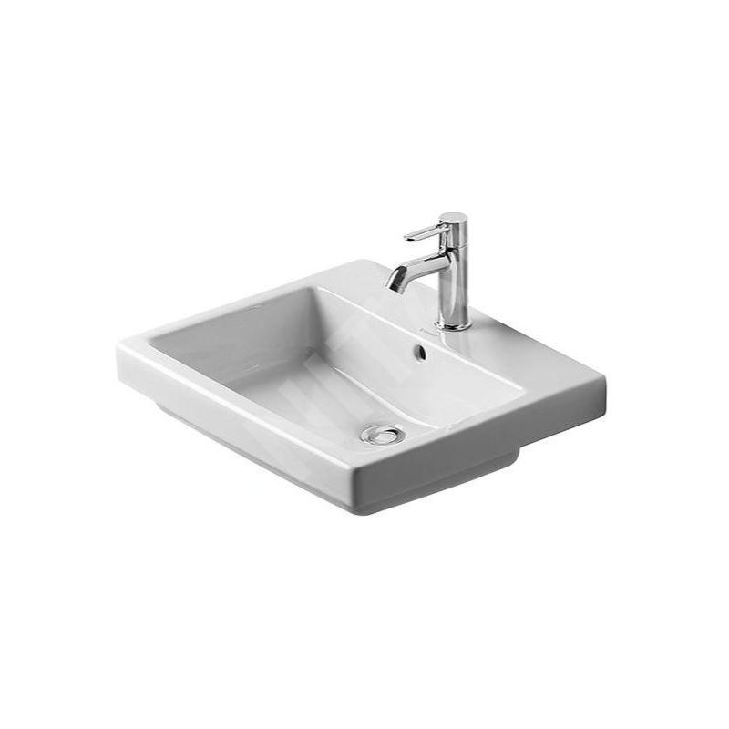 Duravit Vero - Vasque à encastrer 550x465x180 mm, avec un trou pour robinetterie, avec WonderGliss, blanc alpin 03155500001