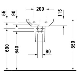 Duravit DuraStyle - Lave-mains 450x335 mm, avec un trou pour robinetterie, avec WonderGliss, blanc 07084500001