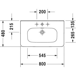 Duravit DuraStyle - Lavabo 800x480mm, avec un trou pour robinet, blanc 2320800000