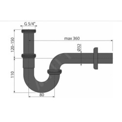 Alcadrain Siphons - Siphon de lavabo U DN32, noir/mat A4320BLACK