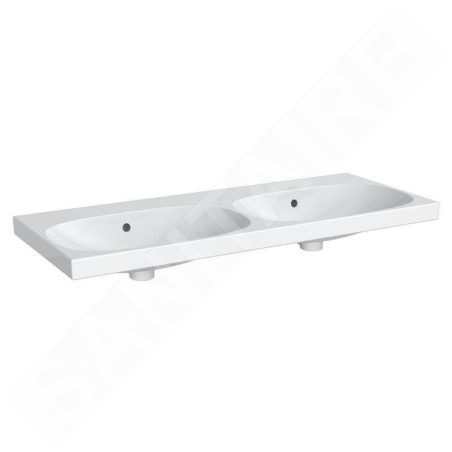 Geberit Acanto - Double lavabo, 1200x482 mm, sans trou, avec trop-plein, blanc 500.628.01.2