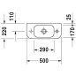 Duravit Happy D.2 - Lave-mains 500x220 mm, avec un trou pour robinetterie à gauche, avec WonderGliss, blanc alpin 07115000091