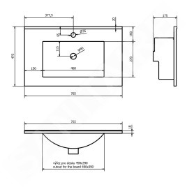 Sapho Slim - Meuble-lavabo Slim, 750x460 mm, blanc 1601-75