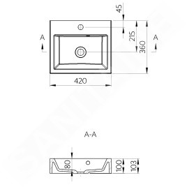 Sapho Orinoko - Lavabo 420x360 mm, marbre coulé, blanc OR042