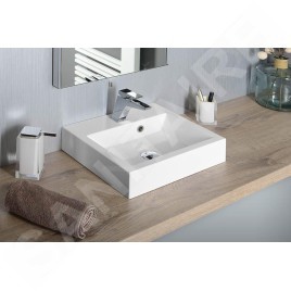 Sapho Orinoko - Lavabo 420x360 mm, marbre coulé, blanc OR042