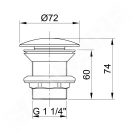 Sapho Minimal - Bonde non refermable 1 1/4, inox MI056