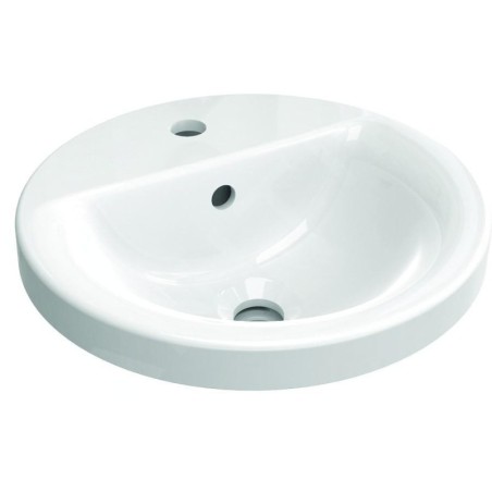 Ideal Standard Connect - Lavabo encastré, diamètre : 380 mm, avec déversoir, 1 ouverture pour mitigeur, blanc E504101