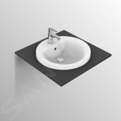 Ideal Standard Connect - Lavabo encastré, diamètre : 380 mm, avec déversoir, 1 ouverture pour mitigeur, blanc E504101