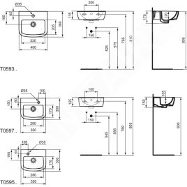 Ideal Standard Tempo - Cache-siphon 180 x 260 x 340 mm pour lave-mains T0593, blanc T426701