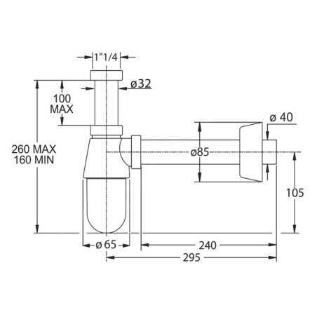 Sapho Siphones Bonomini - Siphon de lavabo Thermotrap, sortie d'évacuation 40 mm, chrome 0570EC23K7