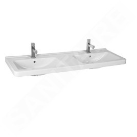 Jika Cubito - Double-lavabo 1300x485 mm, 2 trous pour robinet, Jika Perle, blanc H8144201001041