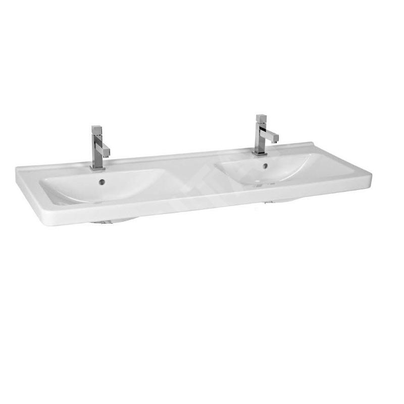Jika Cubito - Double-lavabo 1300x485 mm, 2 trous pour robinet, Jika Perle, blanc H8144201001041 Jika Cubito - Double-lavabo 1300x485 mm, 2 trous pour robinet, Jika Perle, blanc H8144201001041