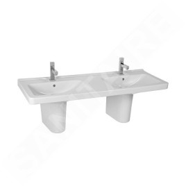 Jika Cubito - Double-lavabo 1300x485 mm, 2 trous pour robinet, Jika Perle, blanc H8144201001041