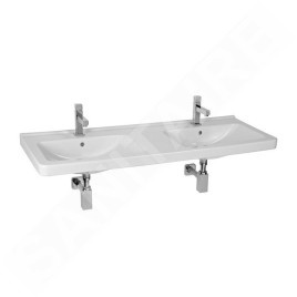Jika Cubito - Double-lavabo 1300x485 mm, 2 trous pour robinet, Jika Perle, blanc H8144201001041