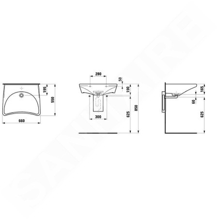 Laufen Rehab - Lavabo adapté aux personnes à mobilité réduite 660x550 mm, sans trou pour mitigeur, sans trop-plein, blanc