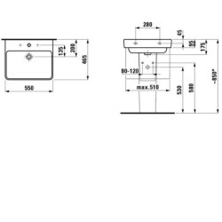 Laufen Pro S - Lavabo, 550x465 mm, 1 trou pour robinetterie, avec LCC, blanc H8109624001041