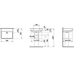 Laufen Pro S - Lavabo, 550x465 mm, sans trou pour robinetterie, blanc H8109620001091