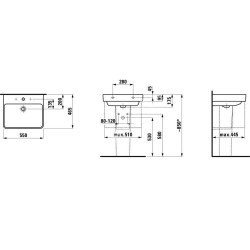 Laufen Pro S - Lavabo, 550x465 mm, 1 trou robinetterie, sans trop-plein, blanc H8109620001561