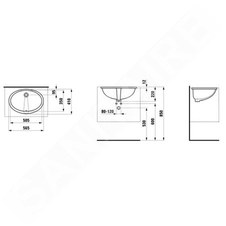 Laufen Lipsy - Lavabo encastré, 565x410 mm, poli, blanc H8112910000001