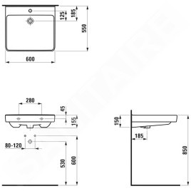 Laufen Pro Liberty - Lavabo, 600x550 mm, 1 trou pour robinetterie, blanc H8119500001041