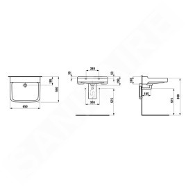 Laufen Pro Liberty - Lavabo, 650x550 mm, sans trou pour robinetterie, blanc H8119530001091