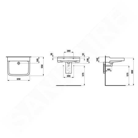 Laufen Pro Liberty - Lavabo, 650x550 mm, sans trou pour robinetterie, blanc H8119530001091