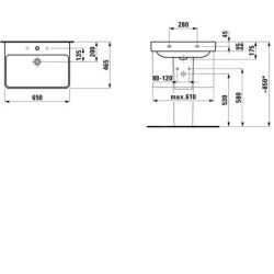 Laufen Pro S - Lavabo, 650x465 mm, 1 trou pour robinetterie, avec LCC, blanc H8109644001041