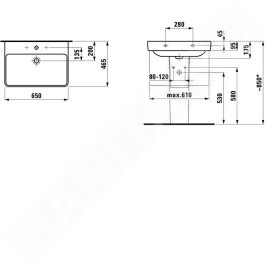 Laufen Pro S - Lavabo, 650x465 mm, 1 trou pour robinetterie, blanc H8109640001041