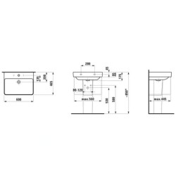 Laufen Pro S - Lavabo, 600x465 mm, 1 trou pour robinetterie, sans trop-plein, blanc H8109630001561