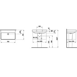 Laufen Pro S - Lavabo, 700x465 mm, sans trou pour robinetterie, avec LCC, blanc H8109674001091