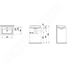 Laufen Pro S - Lavabo, 550x380 mm, 3 trous pour robinetterie, avec LCC, blanc H8129524001081