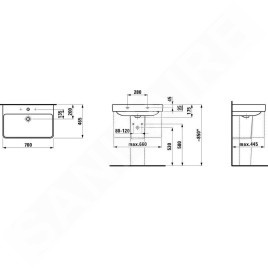 Laufen Pro S - Lavabo, 700x465 mm, 3 trous pour robinetterie, avec LCC, blanc H8109674001081